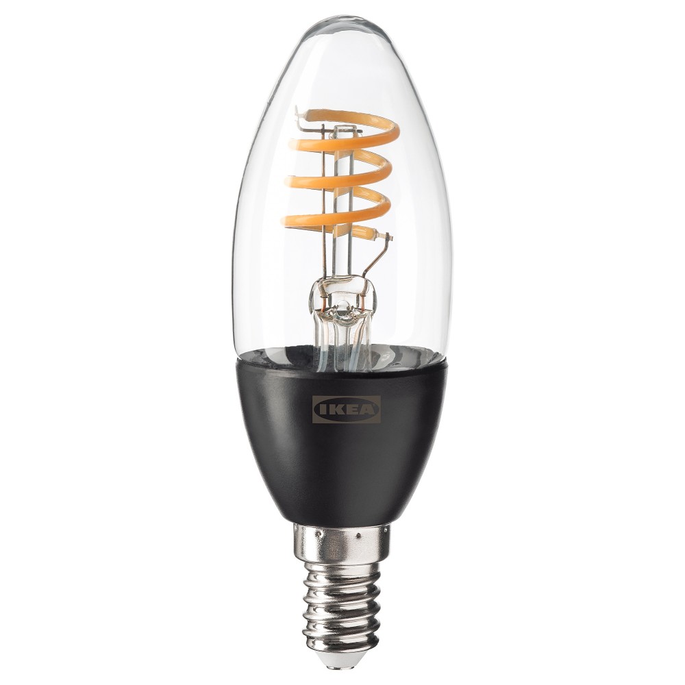 ТРОДФРИ Светодиодная лампочка E14 250 лм, беспроводное регулирование теплый белый, свечеобразный прозрачный