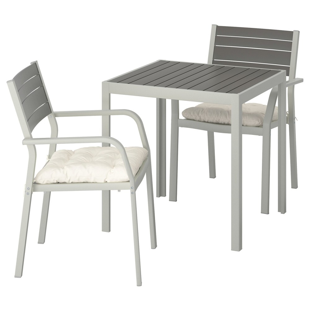 ШЭЛЛАНД Садовый стол и 2 легких кресла, темно-серый, Куддарна бежевый