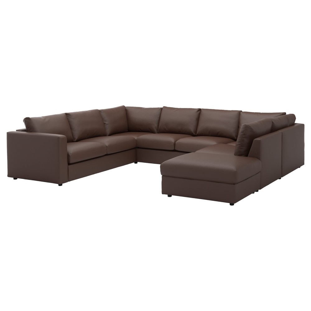 ВИМЛЕ 6-местный п-образный диван, с открытым торцом, Фарста темно-коричневый