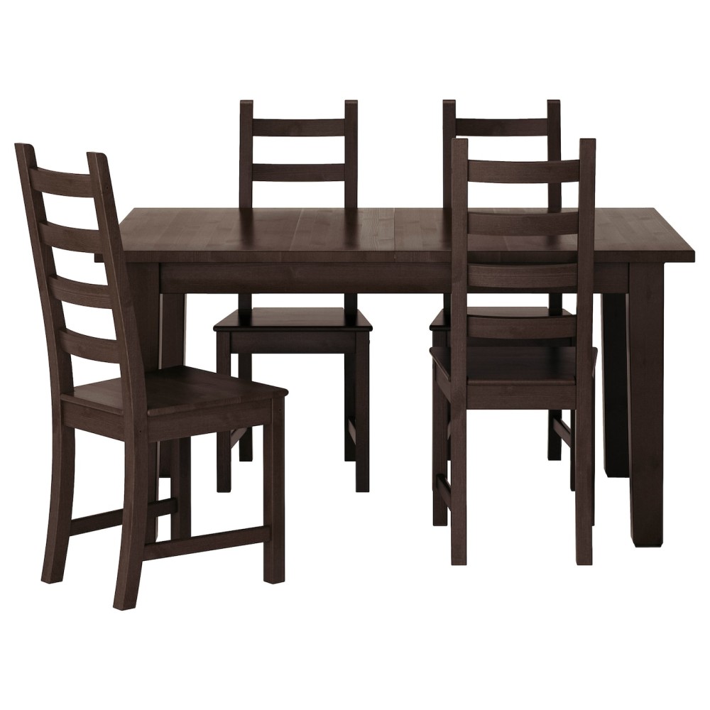 СТУРНЭС / КАУСТБИ Стол и 4 стула, коричнево-чёрный