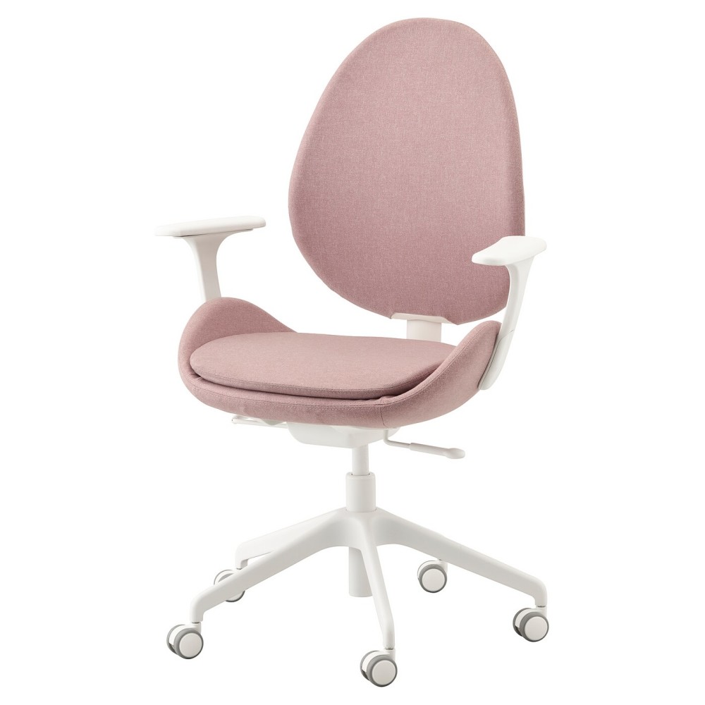 ХАТТЕФЬЕЛЛЬ Рабочий стул с подлокотниками, Гуннаред светлый коричнево-розовый, белый