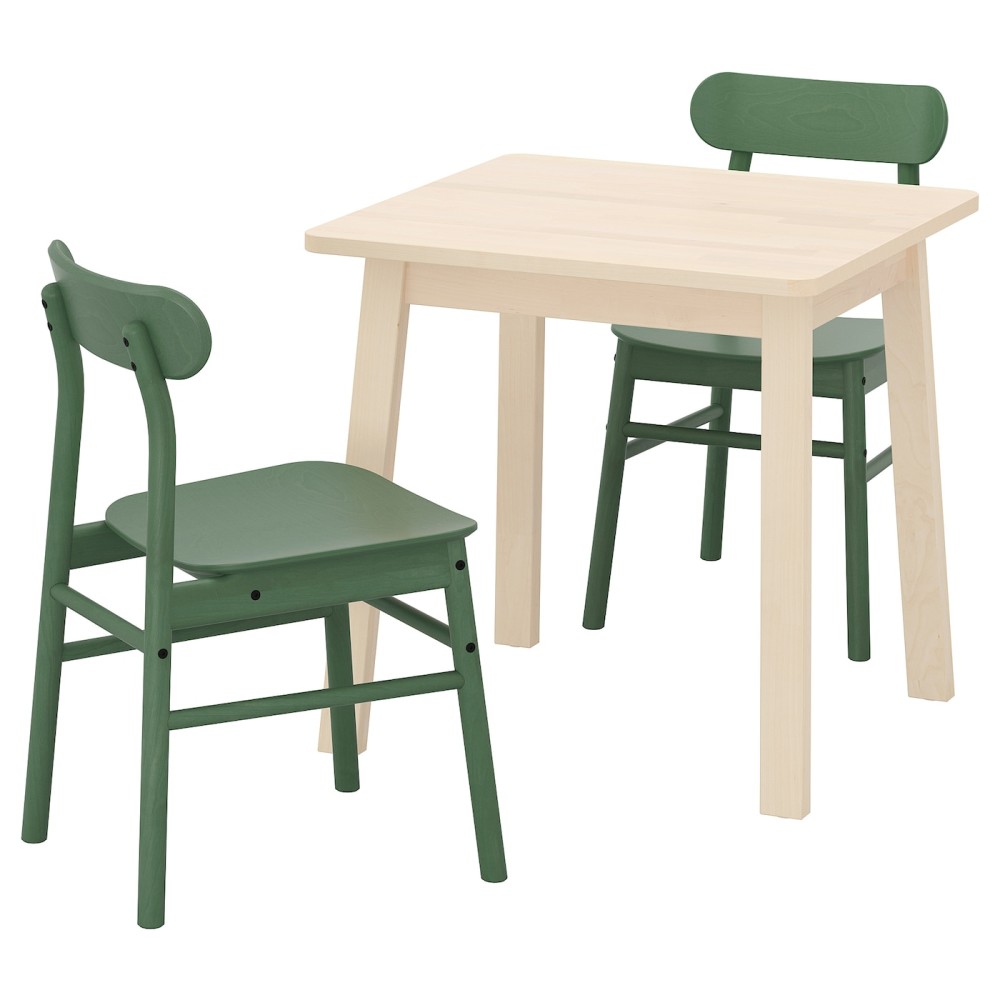 НОРРОКЕР / РЁННИНГЕ Стол и 2 стула, береза, зеленый