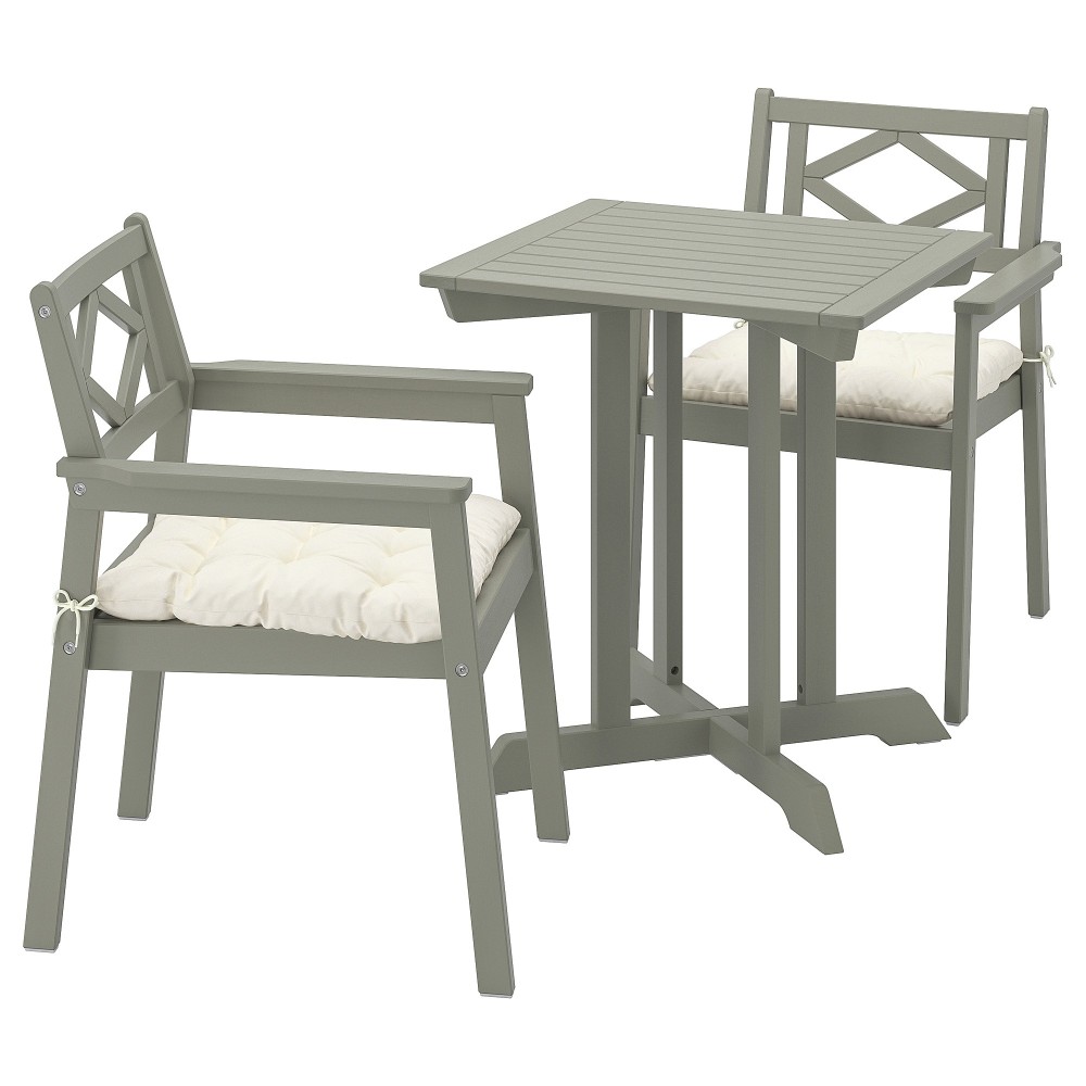 БОНДХОЛЬМЕН Садовый стол и 2 легких кресла, серый морилка, Куддарна бежевый