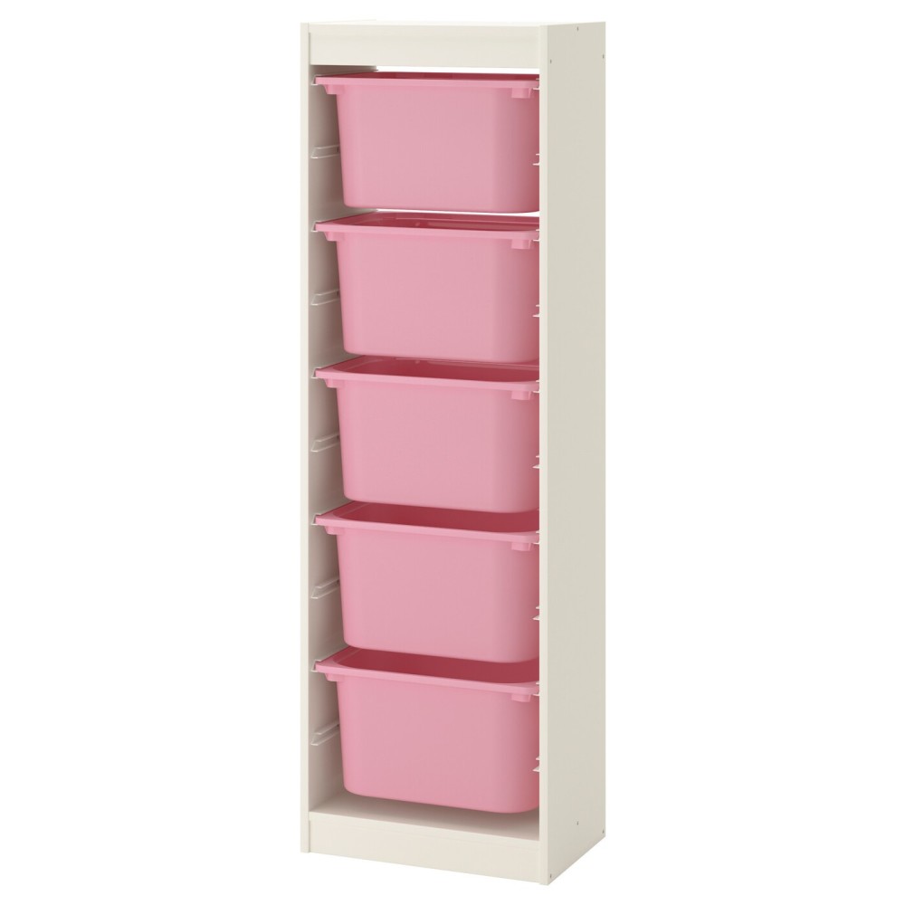 ТРУФАСТ Комбинация д/хранения+контейнеры, белый, розовый