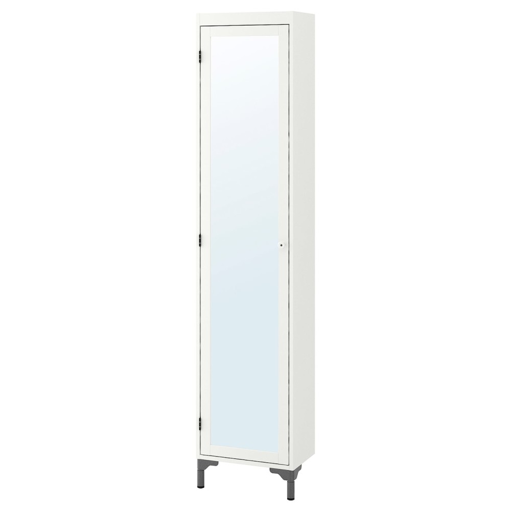 СИЛВЕРОН Высокий шкаф с зеркальной дверцей, белый