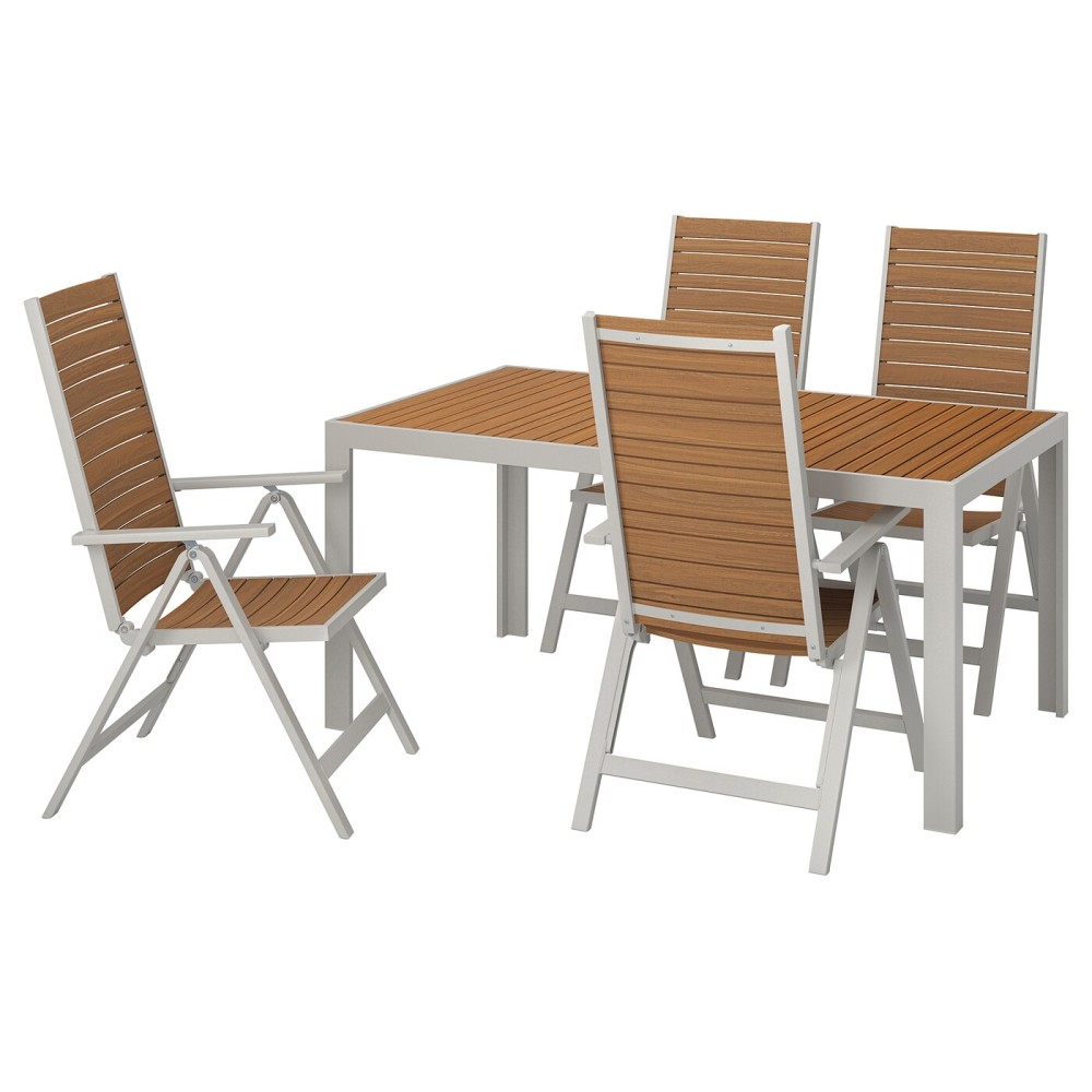ШЭЛЛАНД Стол+4 кресла, д/сада, светло-коричневый, светло-серый