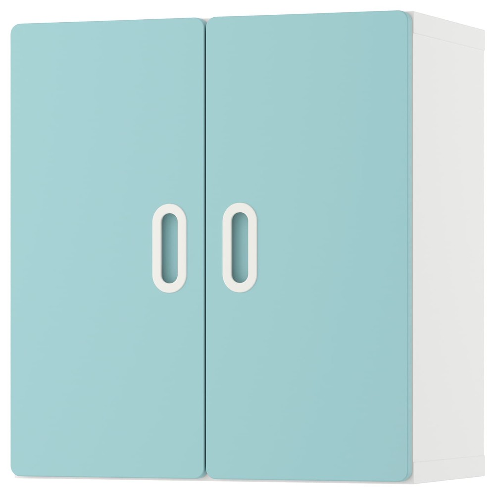 СТУВА / ФРИТИДС навесной шкаф, белый, голубой, 60x30x64 см