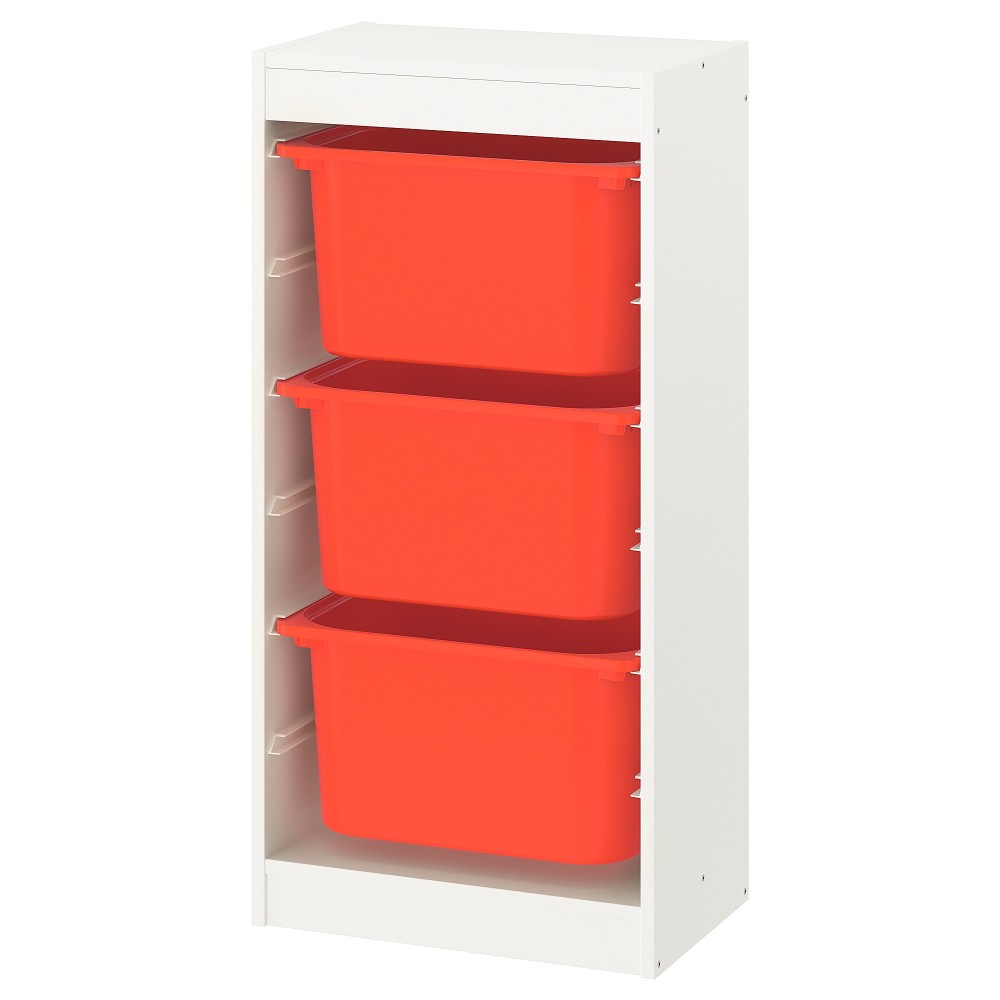 ТРУФАСТ Комбинация д/хранения+контейнеры, белый, оранжевый