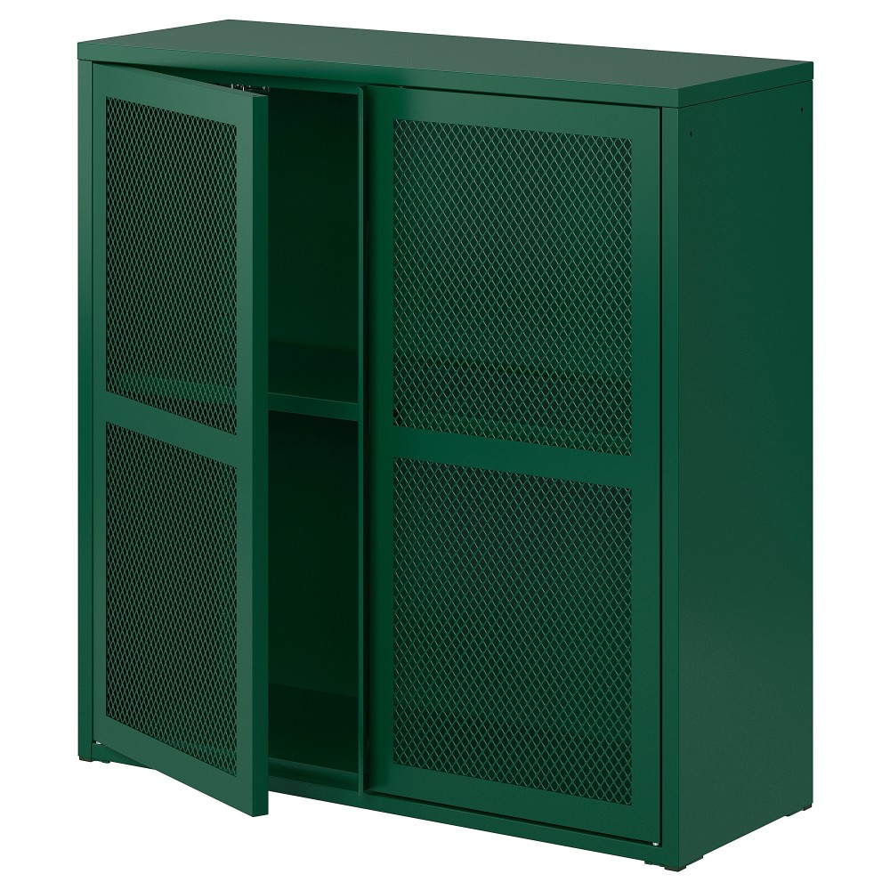 ИВАР Шкаф с дверями, зеленый сетка