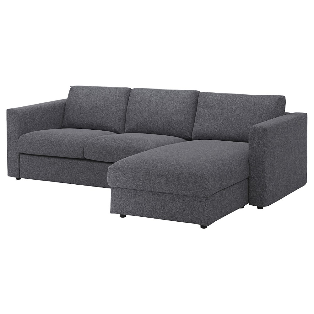 ВИМЛЕ 3-местный диван, с козеткой, Гуннаред классический серый