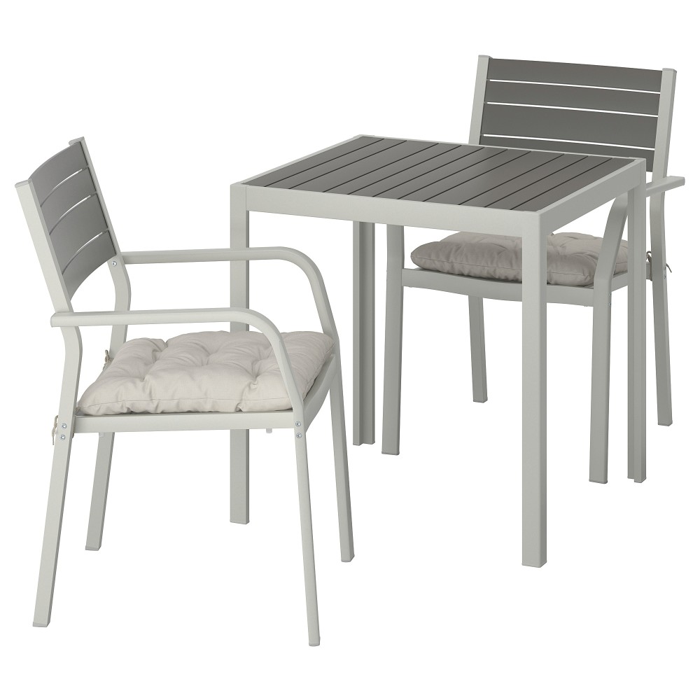 ШЭЛЛАНД Садовый стол и 2 легких кресла, темно-серый, Куддарна серый