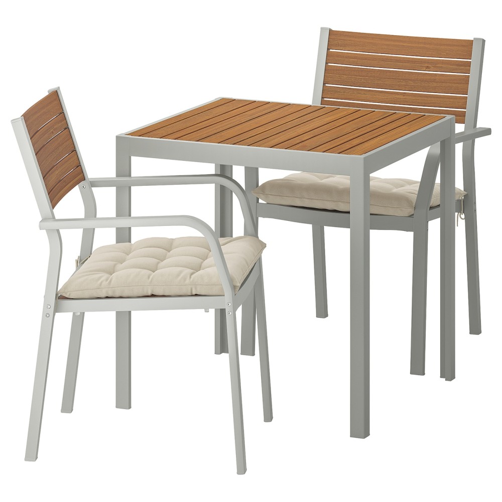 ШЭЛЛАНД Садовый стол и 2 легких кресла, светло-коричневый, Холло бежевый