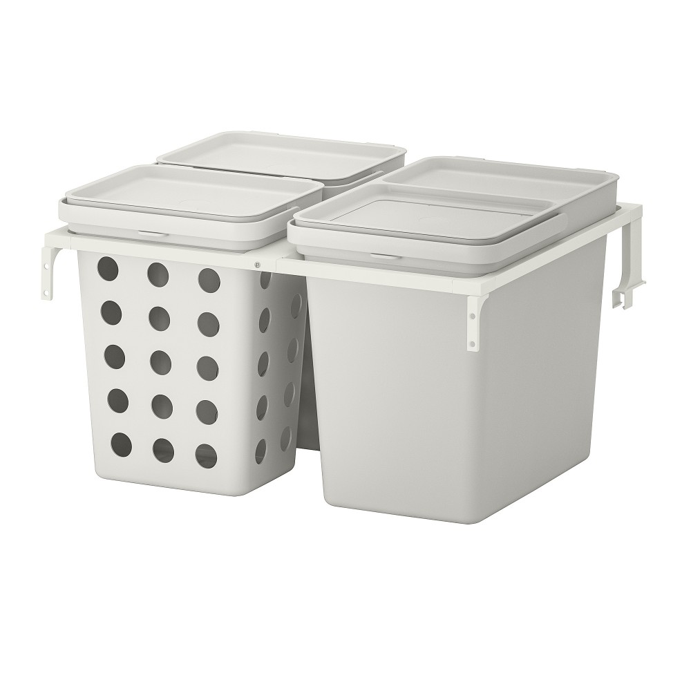 ХОЛЛБАР Решение для сортировки мусора, для кухонных ящиков МЕТОД вентилируемый, светло-серый