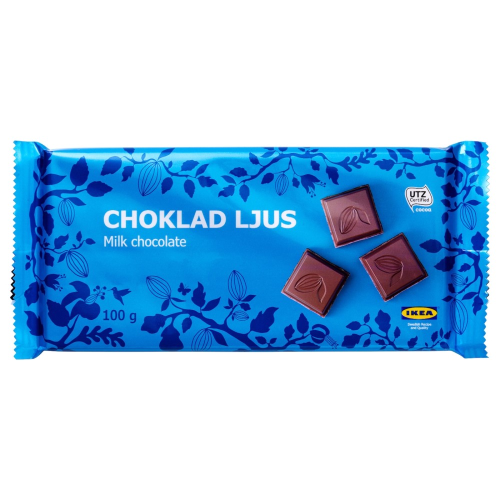 CHOKLAD LJUS Молочный шоколад, Сертификат UTZ, 0.1кг
