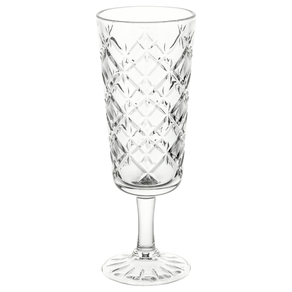 ФЛИМРА Бокал для шампанского, прозрачное стекло, с рисунком