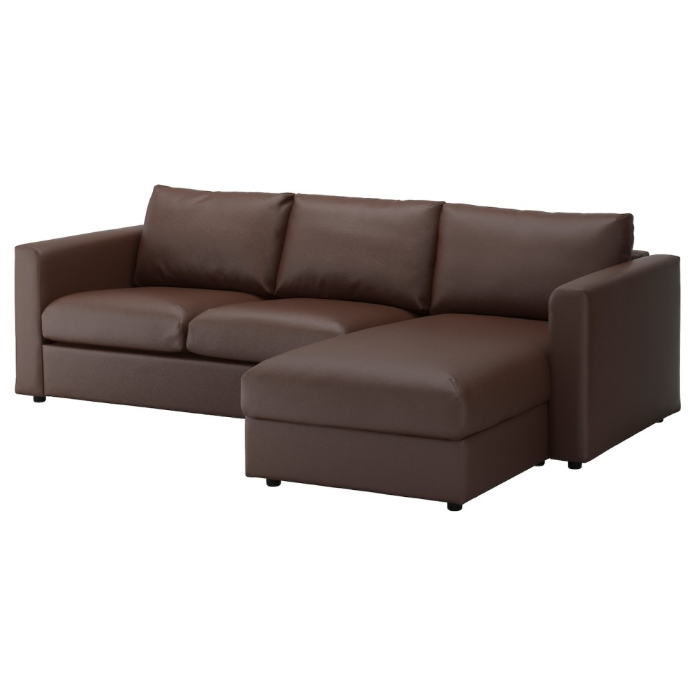 ВИМЛЕ 3-местный диван, с козеткой, Фарста темно-коричневый