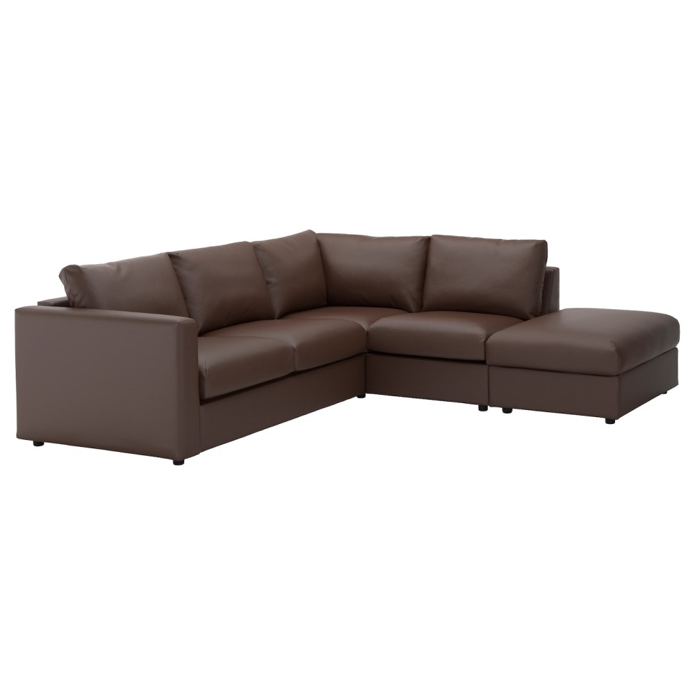 ВИМЛЕ 4-местный угловой диван, с открытым торцом, Фарста темно-коричневый