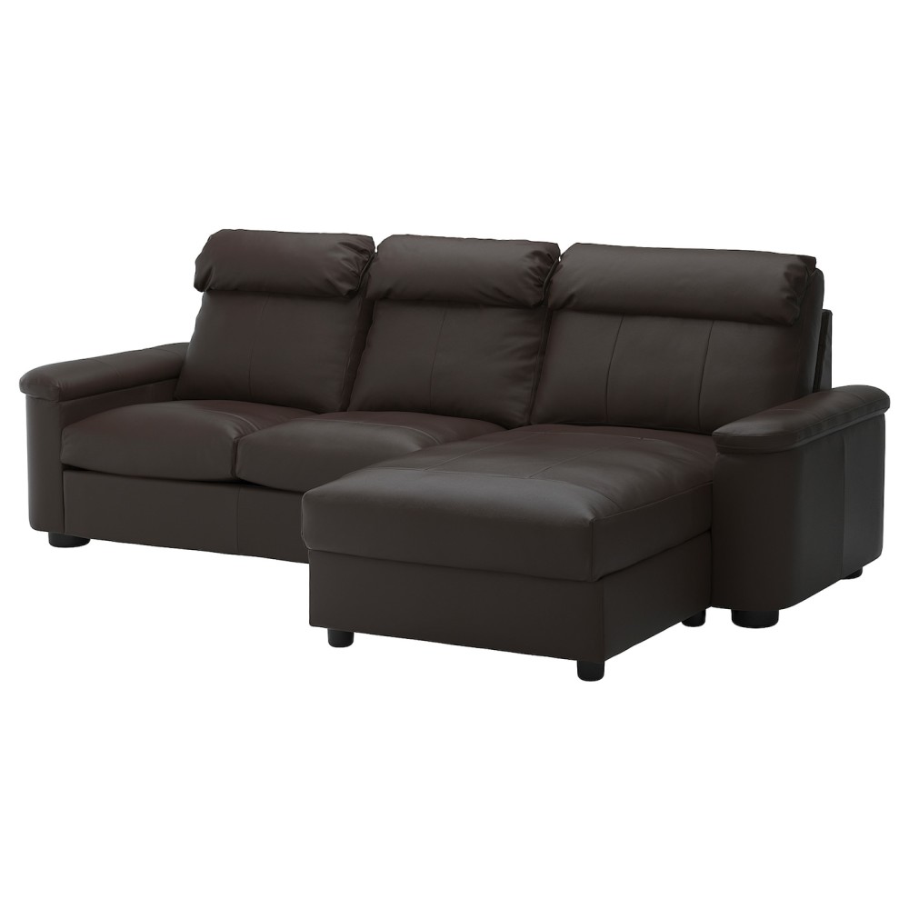 ЛИДГУЛЬТ 3-местный диван, с козеткой, Гранн/Бумстад темно-коричневый