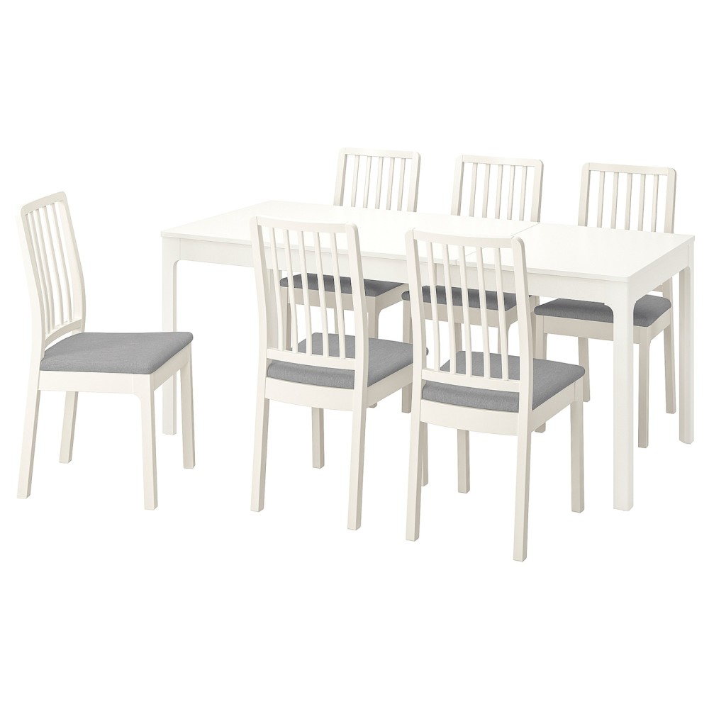 EKEDALEN ЭКЕДАЛЕН / EKEDALEN ЭКЕДАЛЕН Стол и 6 стульев, белый белый/Оррста светло-серый