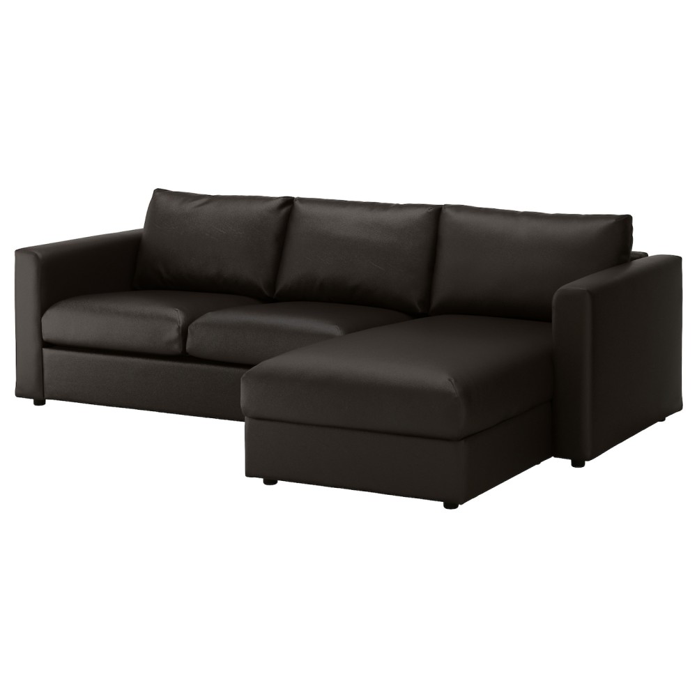 ВИМЛЕ 3-местный диван, с козеткой, Фарста черный