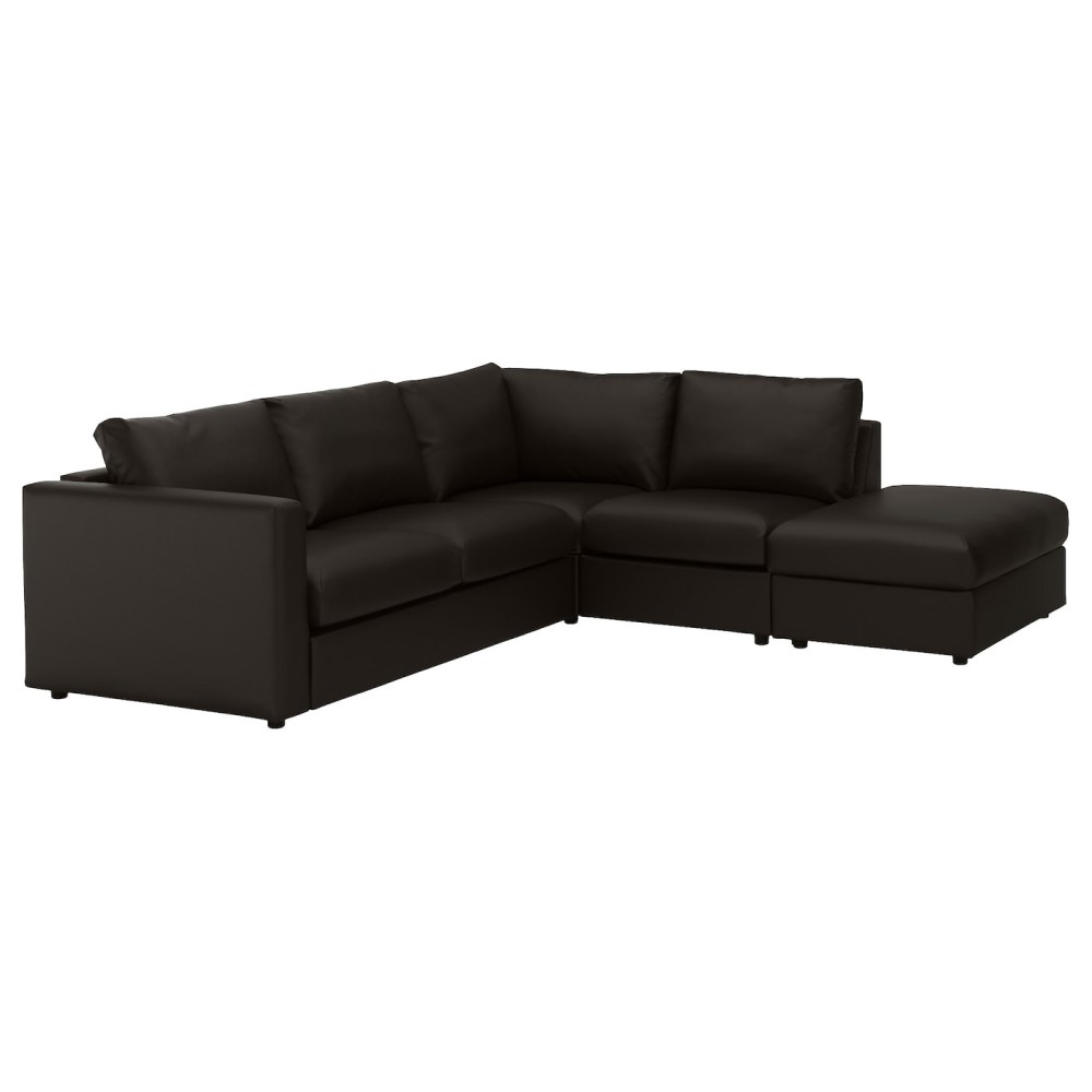 ВИМЛЕ 4-местный угловой диван, с открытым торцом, Фарста черный