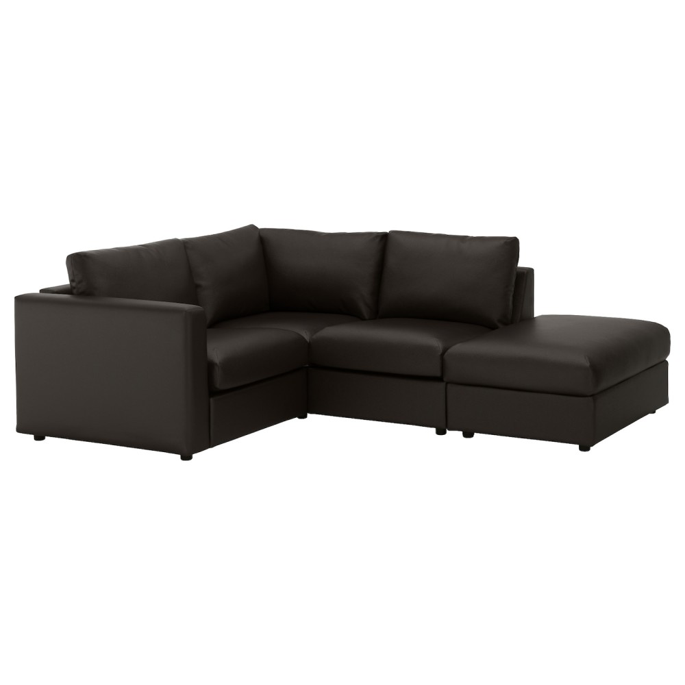 ВИМЛЕ 3-местный угловой диван, с открытым торцом, Фарста черный