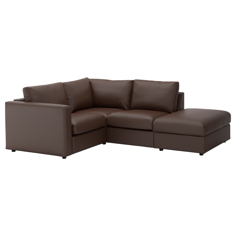 ВИМЛЕ 3-местный угловой диван, с открытым торцом, Фарста темно-коричневый