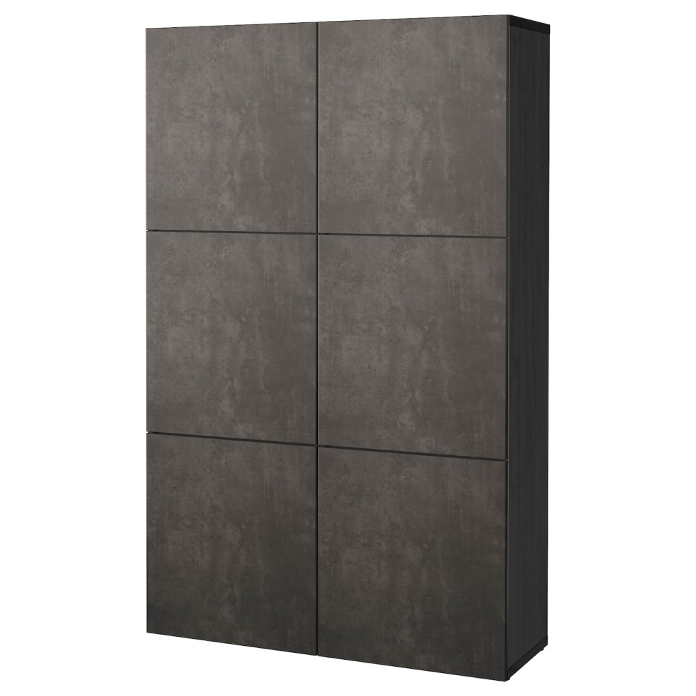 БЕСТО Комбинация для хранения с дверцами, черно-коричневый КЭЛЛЬВИКЕН, темно-серый под бетон