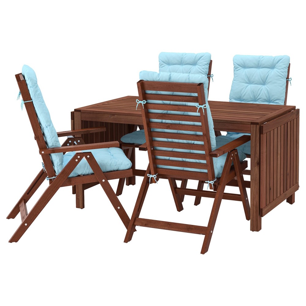 ЭПЛАРО Стол+4 кресла, д/сада, коричневая морилка, Куддарна синий голубой