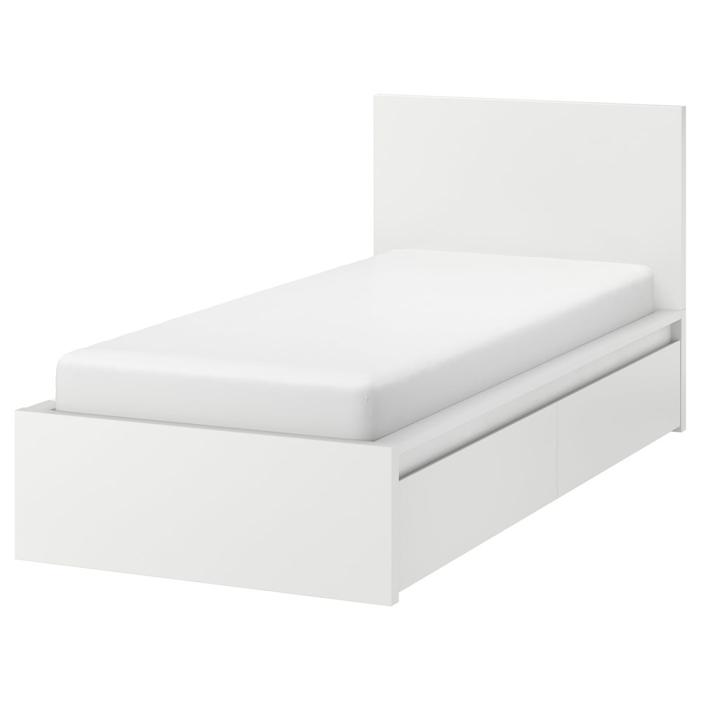 МАЛЬМ Каркас кровати+2 кроватных ящика, белый, Лурой