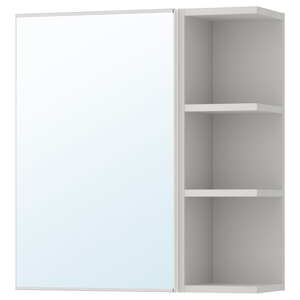 ЛИЛЛОНГЕН Шкафчик зеркальн с 1 дв/1 торц скц, белый, серый