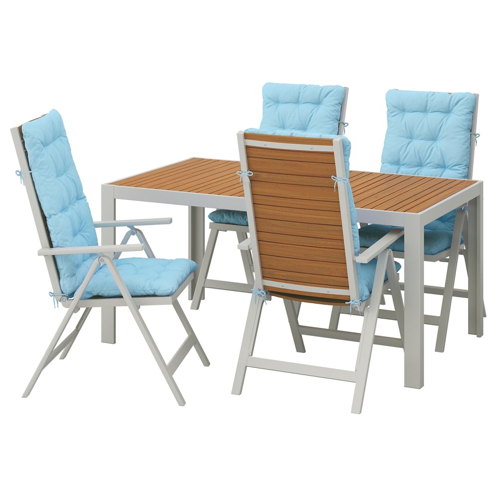 ШЭЛЛАНД Стол+4 кресла, д/сада, светло-коричневый, Куддарна голубой