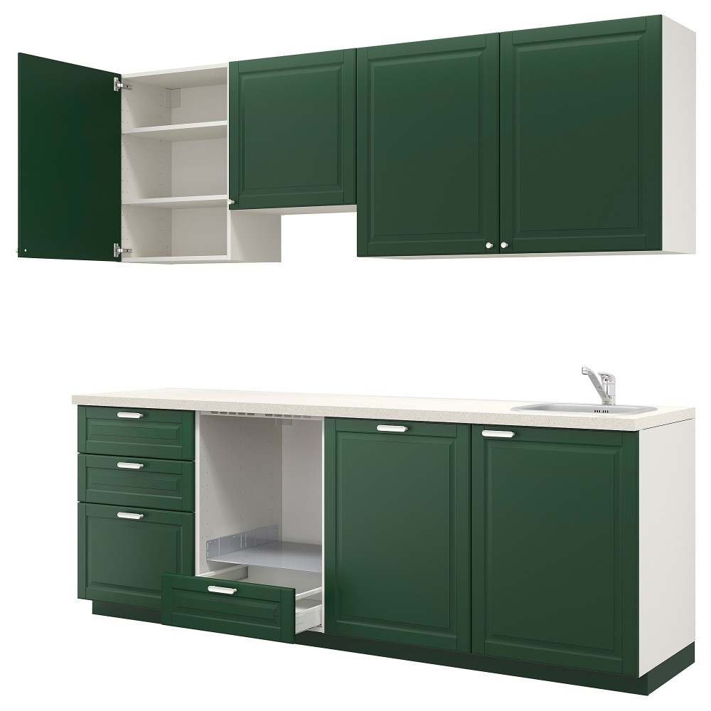 МЕТОД Кухня, белый, Будбин темно-зеленый