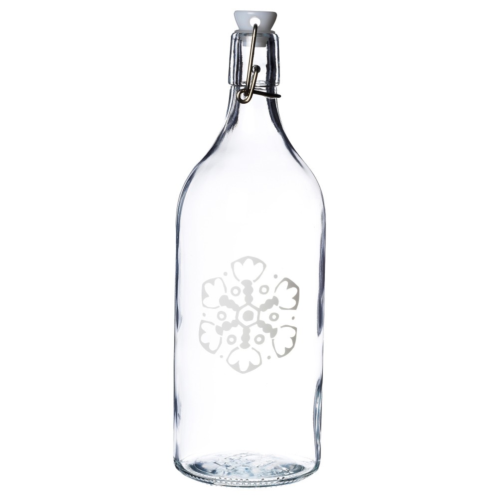 ВИНТЕР 2020 Бутылка с пробкой, прозрачное стекло, орнамент «снежинки» белый