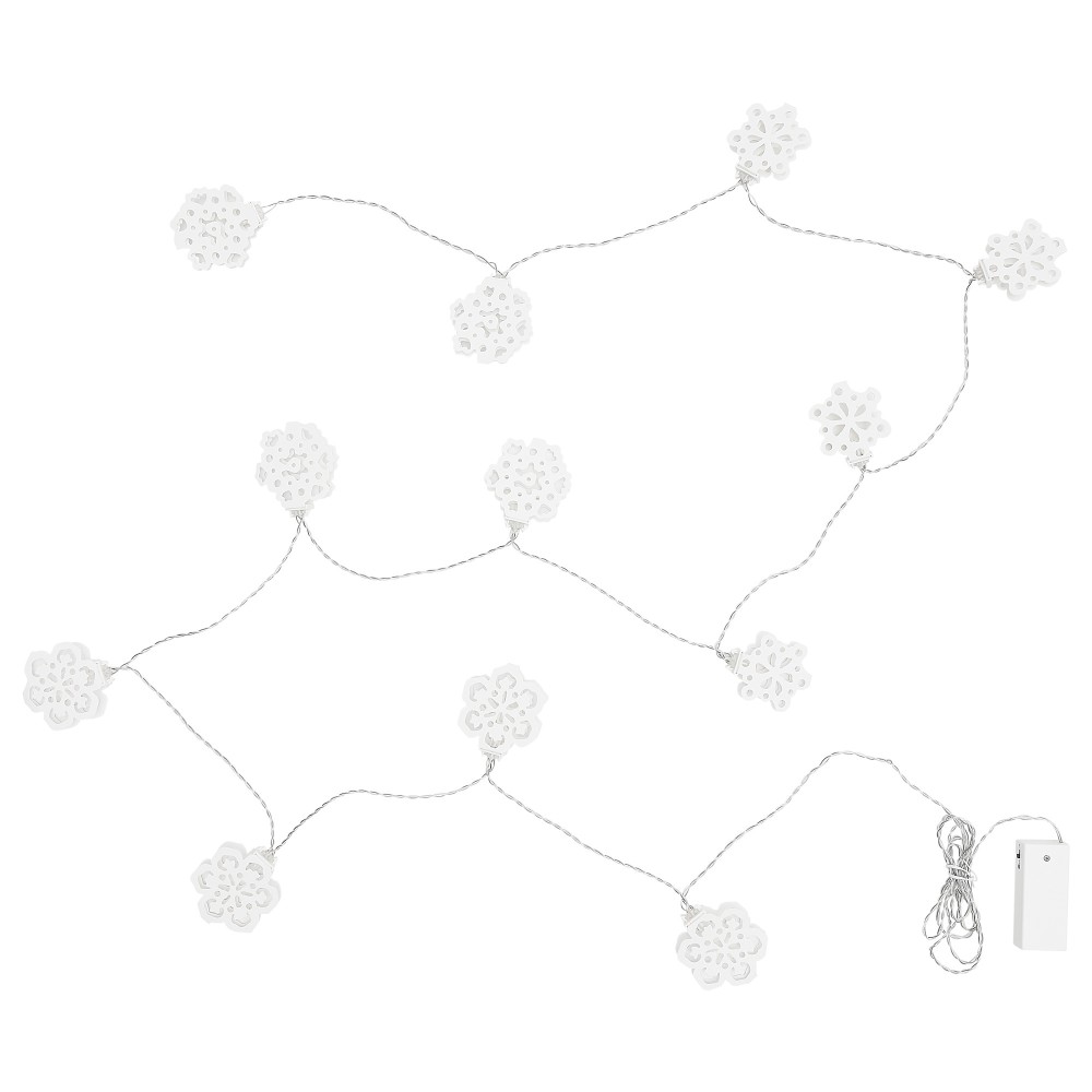 СТРОЛА Гирлянда, 12 светодиодов, с батарейным питанием, снежинки
