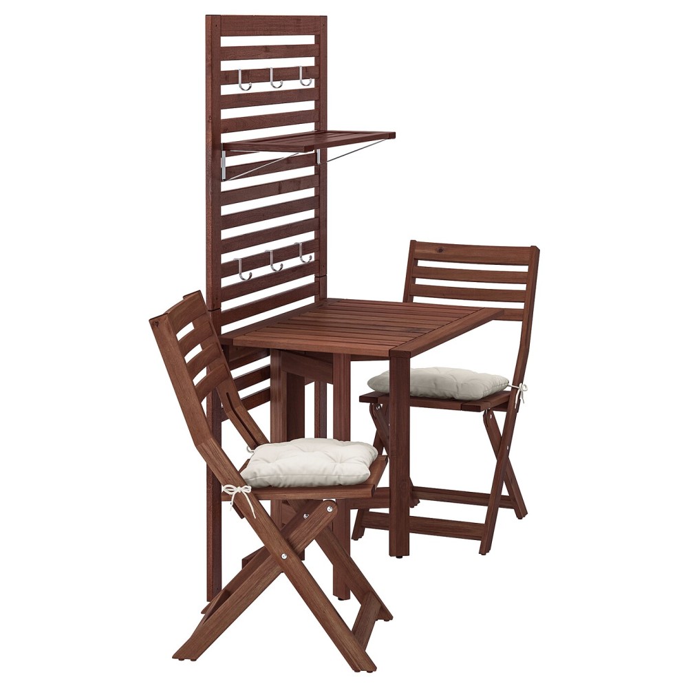 ЭПЛАРО Панель+стол+2 стула, коричневая морилка, Куддарна бежевый