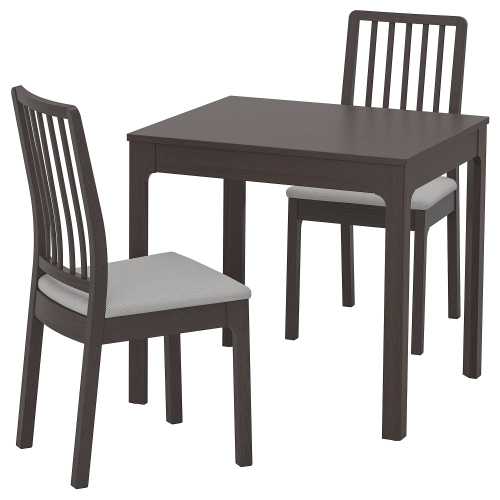 ЭКЕДАЛЕН / ЭКЕДАЛЕН Стол и 2 стула, темно-коричневый, Рамна Оррста светло-серый