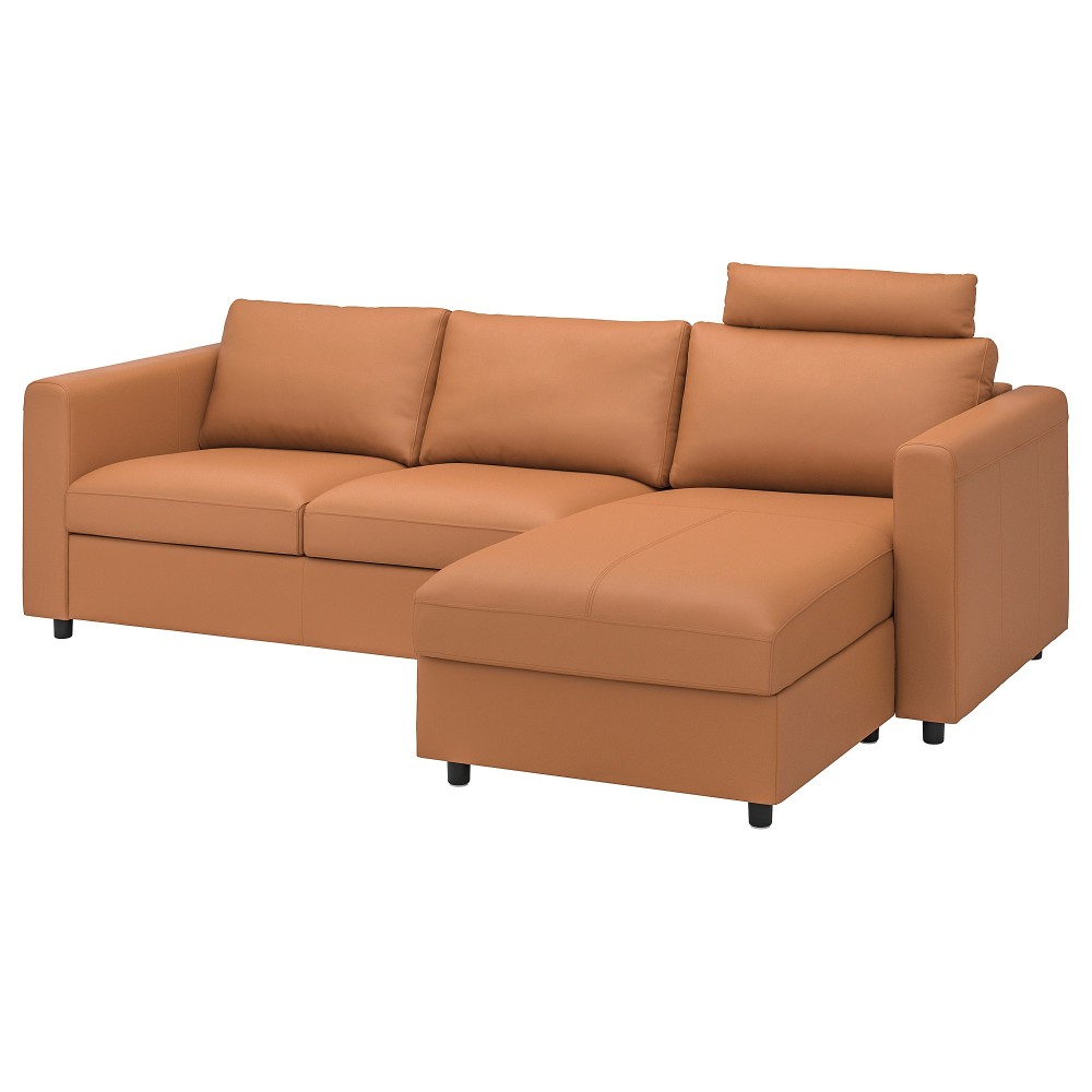 ВИМЛЕ 3-местный диван, с козеткой с изголовьем, Гранн/Бумстад золотисто-коричневый