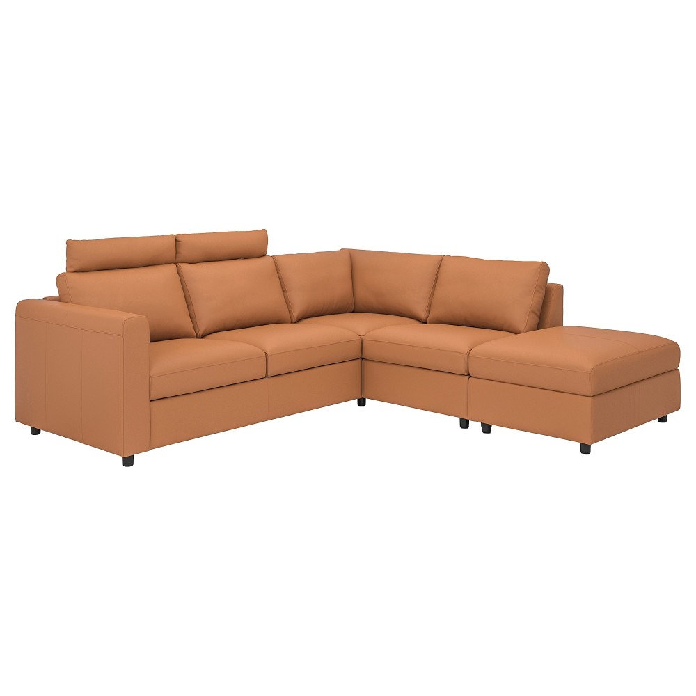 ВИМЛЕ 4-местный угловой диван, с открытым торцом с подголовниками, Гранн/Бумстад золотисто-коричневый