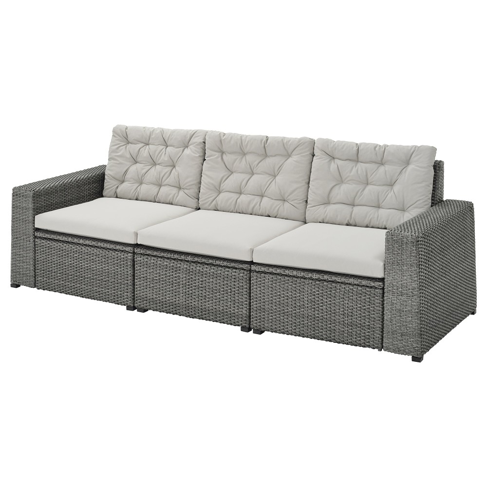 СОЛЛЕРОН 3-местный модульный диван, садовый, темно-серый, Куддарна серый