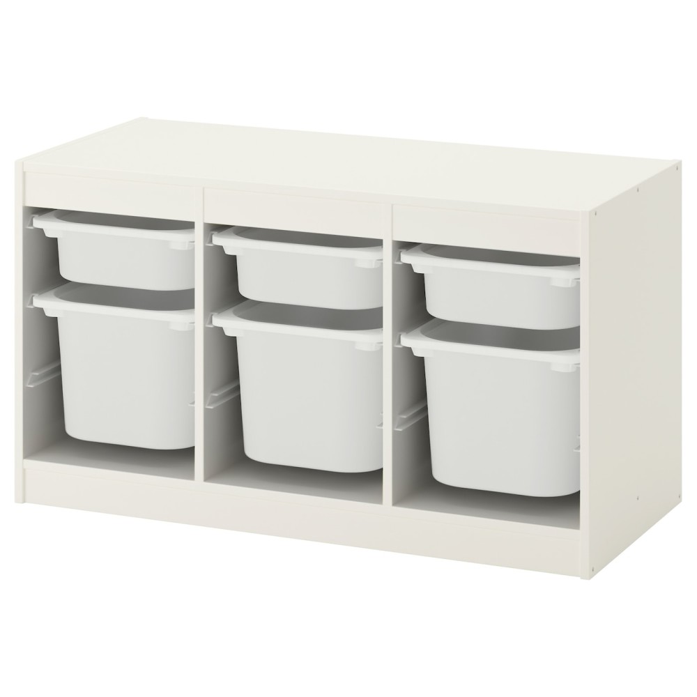 ТРУФАСТ Комбинация д/хранения+контейнеры, белый, белый