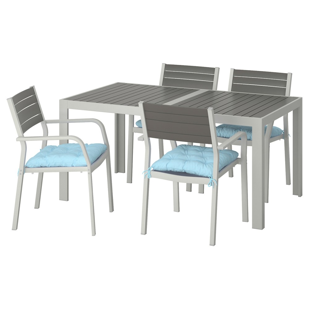 ШЭЛЛАНД Стол+4 кресла, д/сада, темно-серый, Куддарна синий голубой