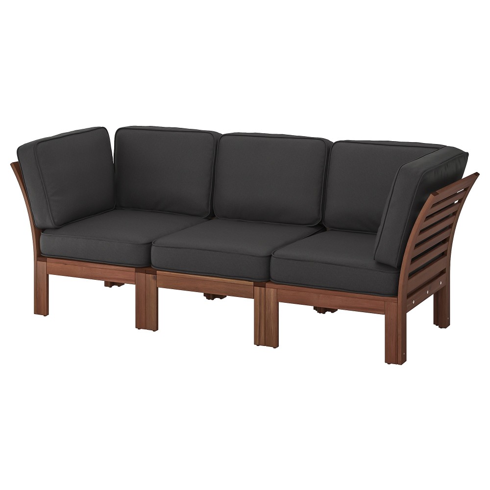 ЭПЛАРО 3-местный модульный диван, садовый, коричневая морилка, ЙЭРПОН/дувхольмен антрацит