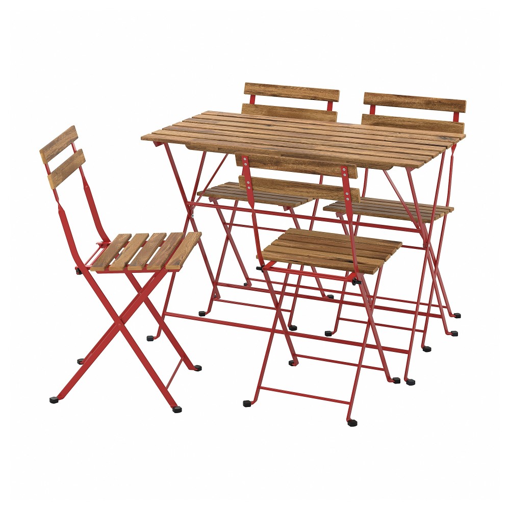 ТЭРНО Стол+4 стула, д/сада, красный, светло-коричневая морилка