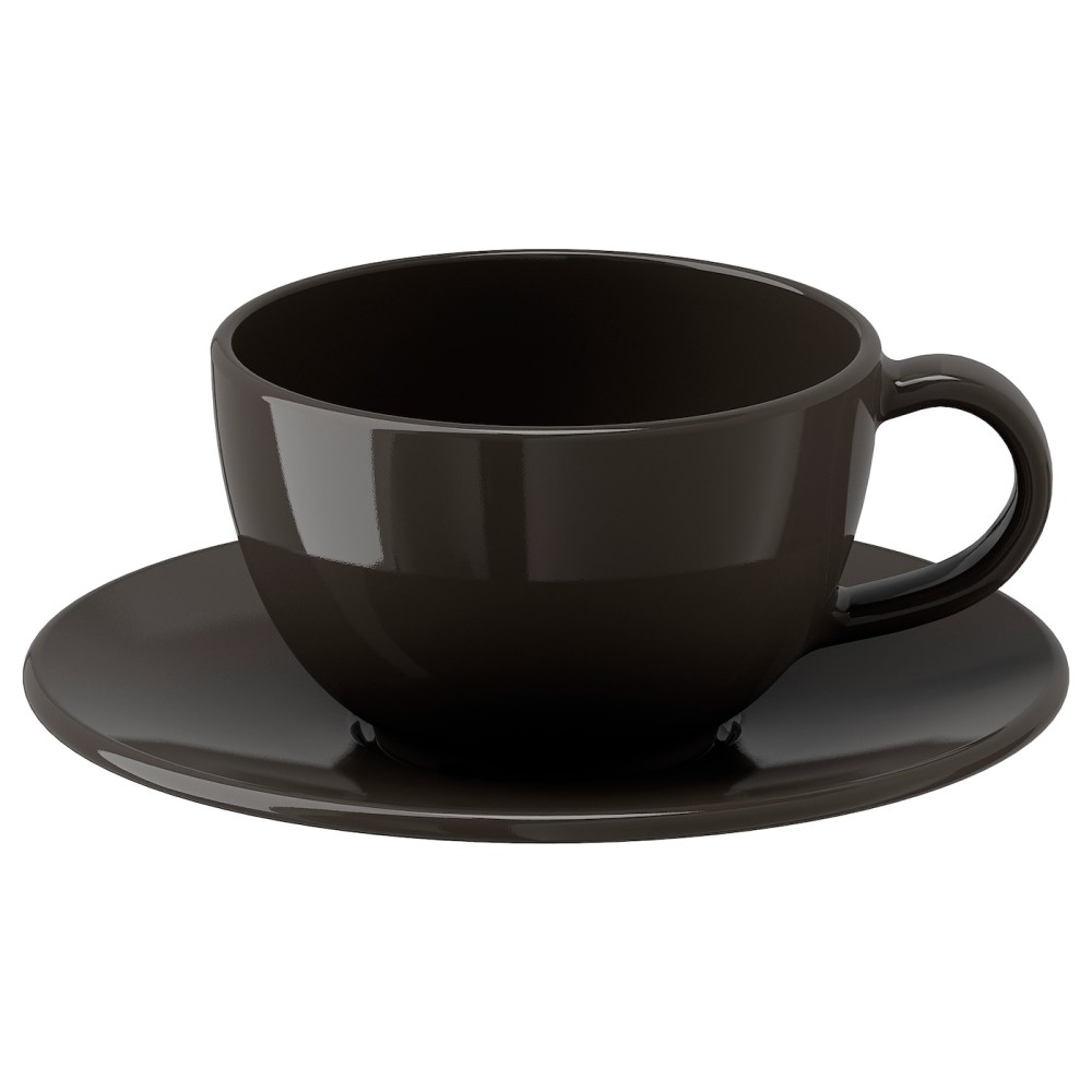 ВАРДАГЕН Чашка кофейная с блюдцем, темно-серый