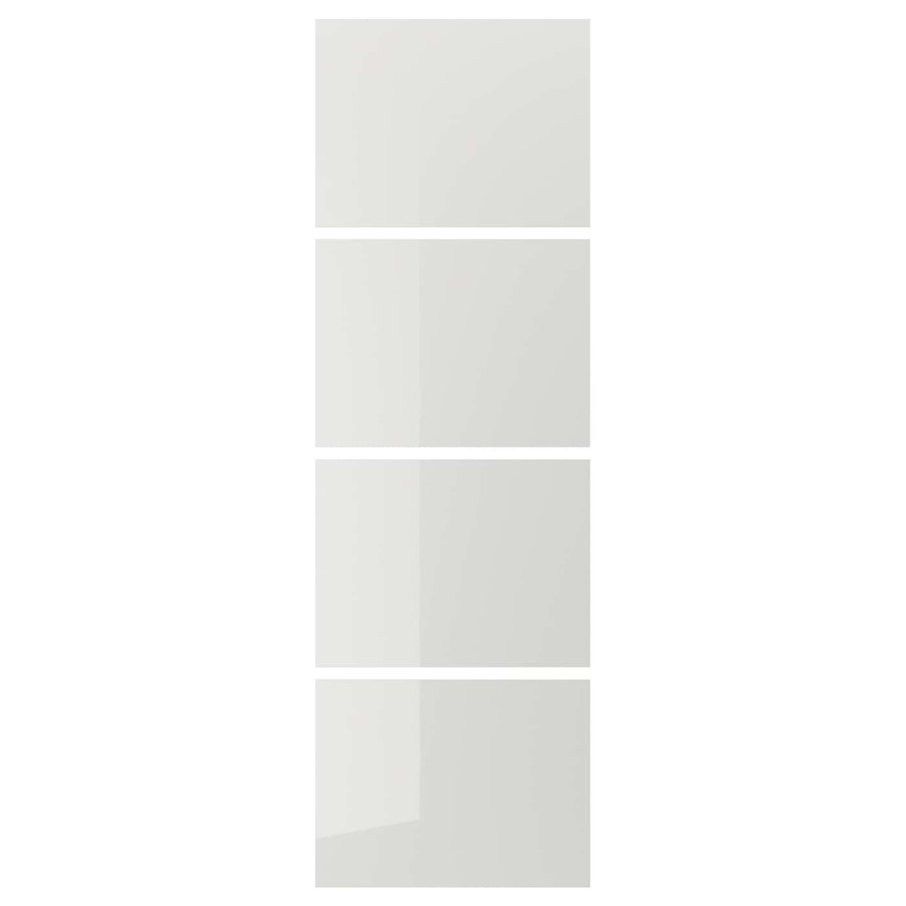 ХОККСУНД 4 панели д/рамы раздвижной дверцы, светло-серый глянцевый светло-серый