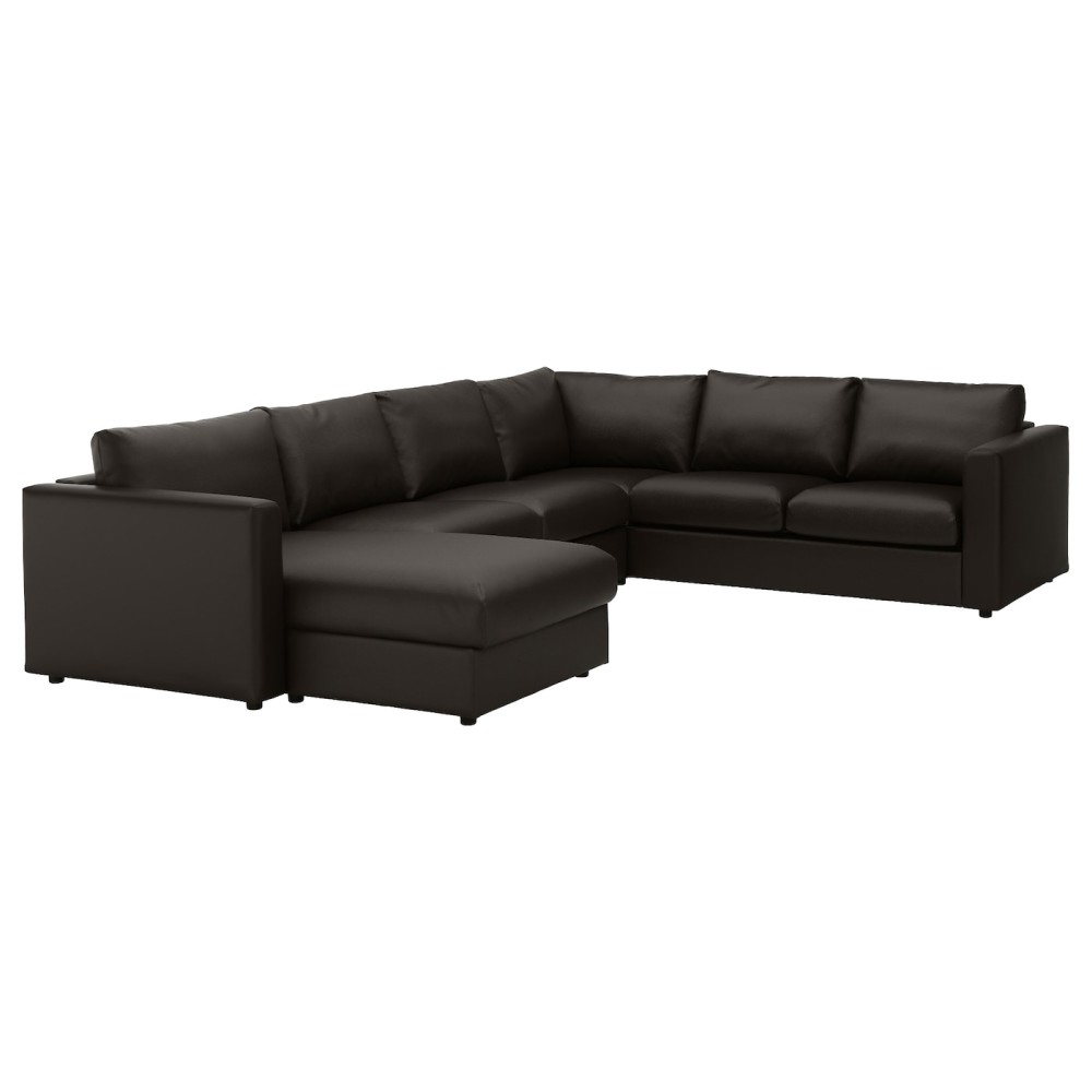 ВИМЛЕ 5-местный угловой диван, с козеткой, Фарста черный