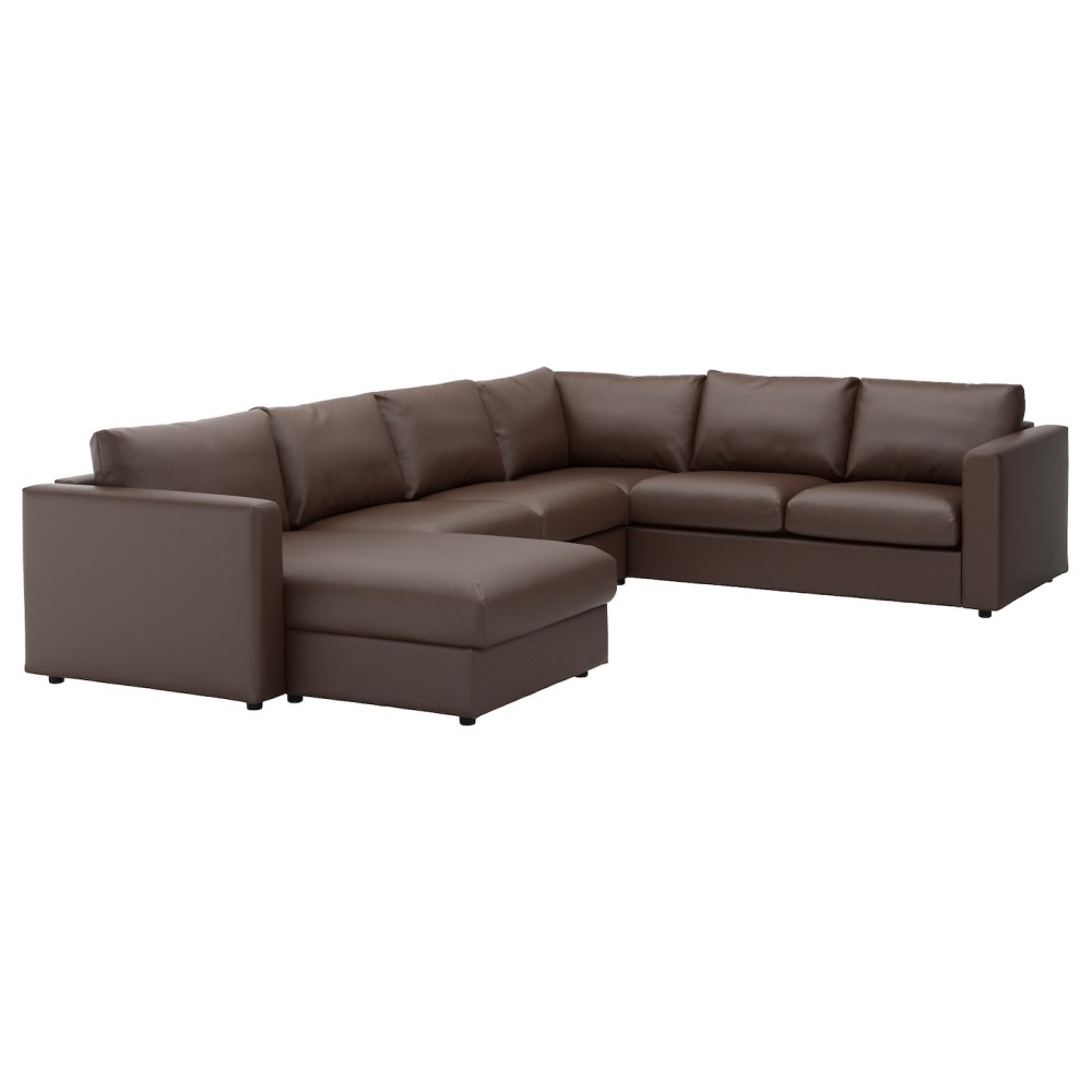 ВИМЛЕ 5-местный угловой диван, с козеткой, Фарста темно-коричневый