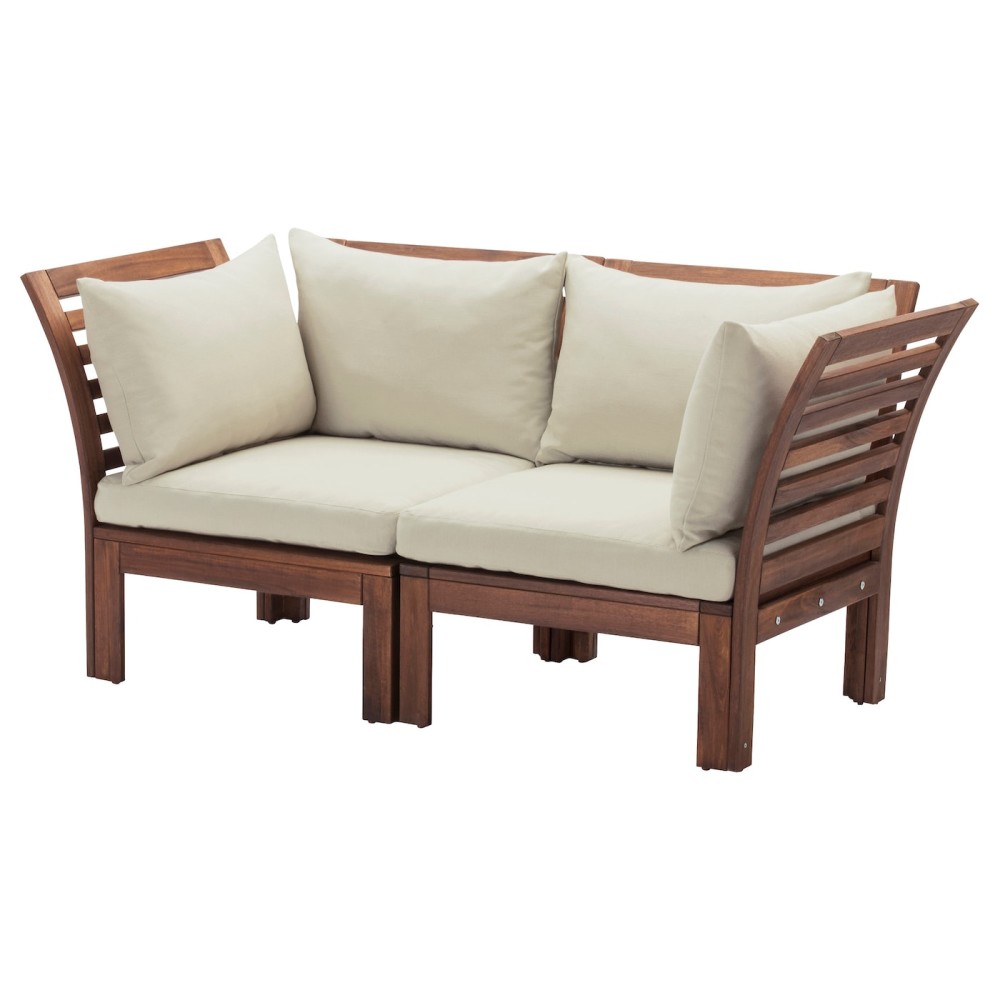 ЭПЛАРО 2-местный модульный диван, садовый, коричневая морилка, Холло бежевый