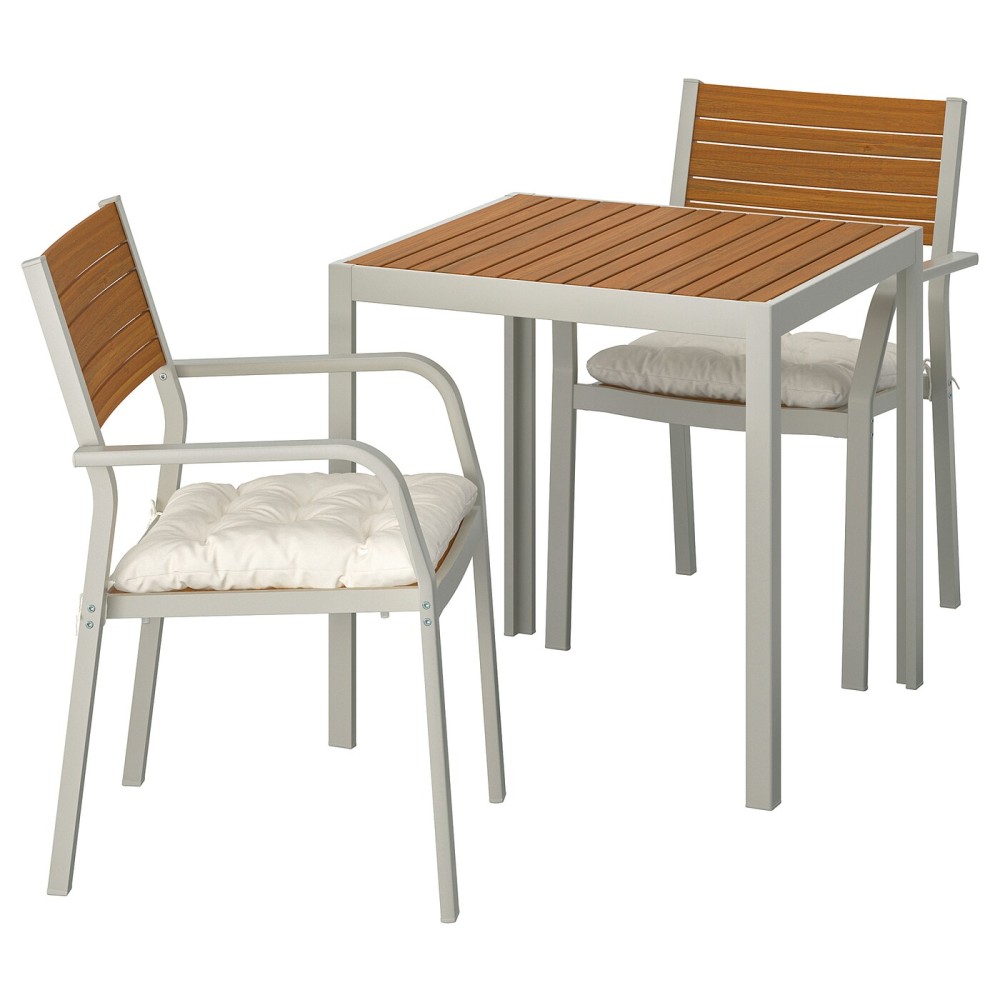 ШЭЛЛАНД Садовый стол и 2 легких кресла, светло-коричневый, Куддарна бежевый